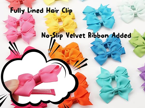 25 pairs baby bow clips for toddlers