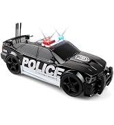 victob Police Car Toy for Kids, Friction Powered 1:20 Push Police Vehicle with Siren Sound and Li...