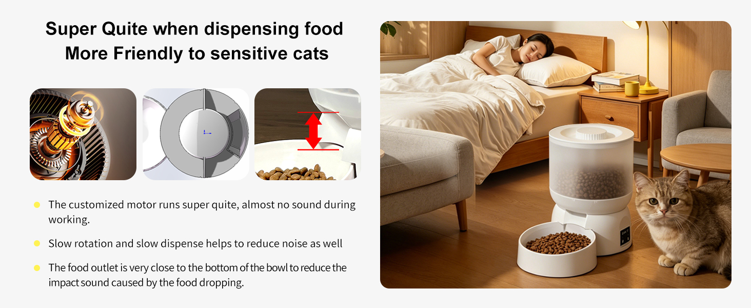 Darlipet auto cat feeder works super quite when dispense food