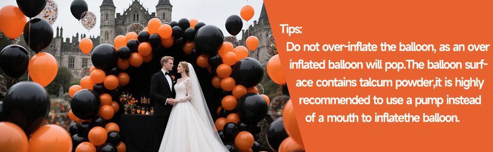 black and orange balloon arch kit