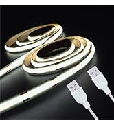 UVTaoYuan LED Strip Lights Set of 2 Pack 3.28FT COB Light Strips USB 5V 6500K Bright White High D...