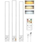 16in Under Cabinet Lighting with Remote Control,160 LED Motion Sensor Light Indoor,4000mAh USB Re...