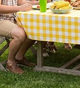 misaya 12 Packs Buffalo Disposable Table Cloth, 54 x 108 Inch Waterproof Plastic Tablecloth, Rect...