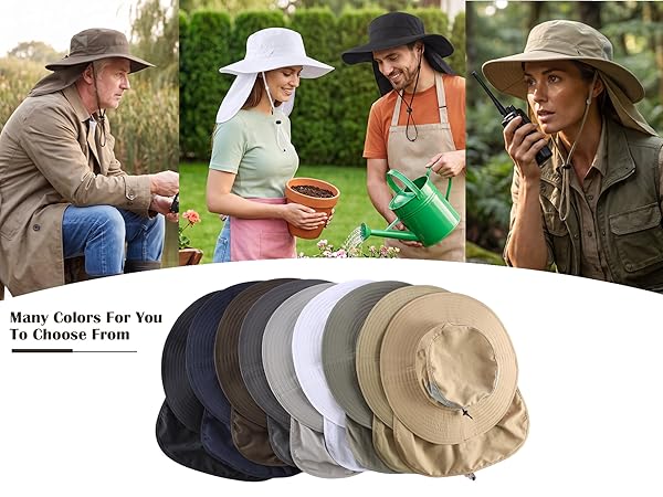 womens wide brim sun hat with neck flap for gardening fishing