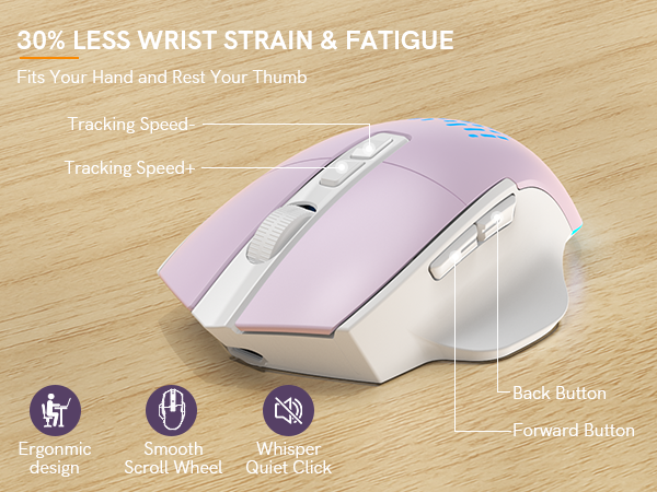RGB ergonomic wireless mouse for laptop