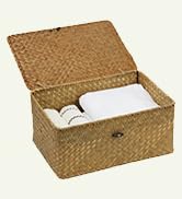 Wicker Storage Basket with Lid, Natural Seagrass Woven Shelf Basket for Storage, Rectangular Deco...