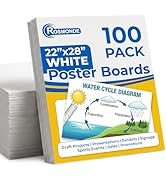 Rosmonde Poster Boards 22"x28" White, 100 Sheet Bulk Value Pack, Large Poster Boards for Science ...