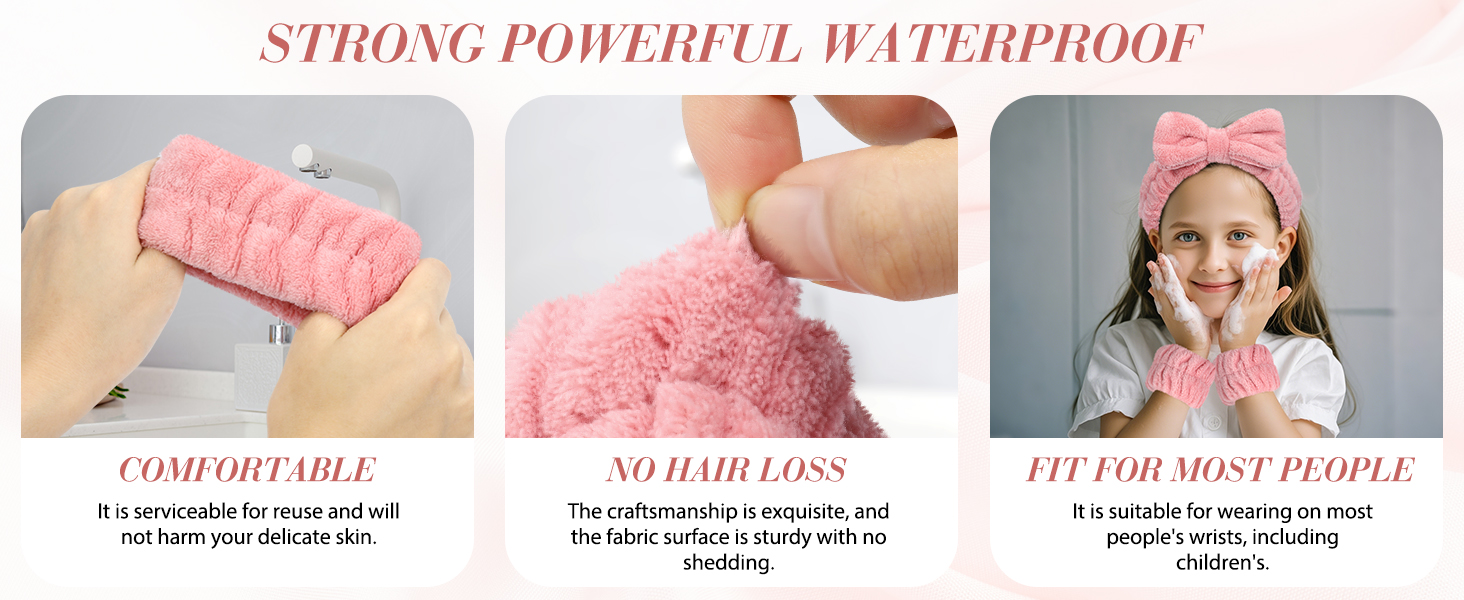 Women's Wrist Towels for Washing Face, Microfiber Spa Wash Towel Band, Absorbent Wristbands