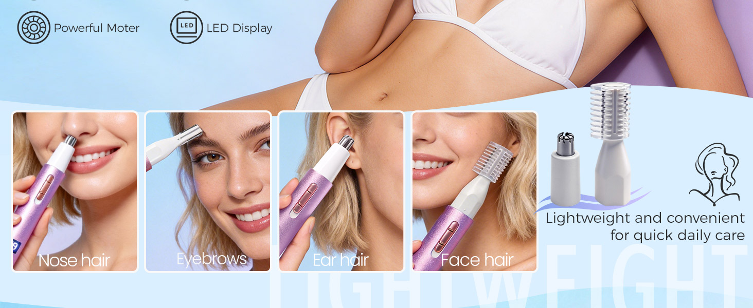 Nose & Eyebrow Hair Trimmer for Women Men,Painless Rechargeable Ear & Nose Hair Trimmer Clipper