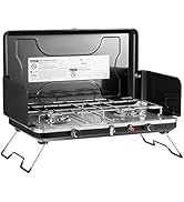 FineFlame Camping Stove 2 Burner, Portable Propane Gas Stove 20000 BTU with Regulator, Integrated...
