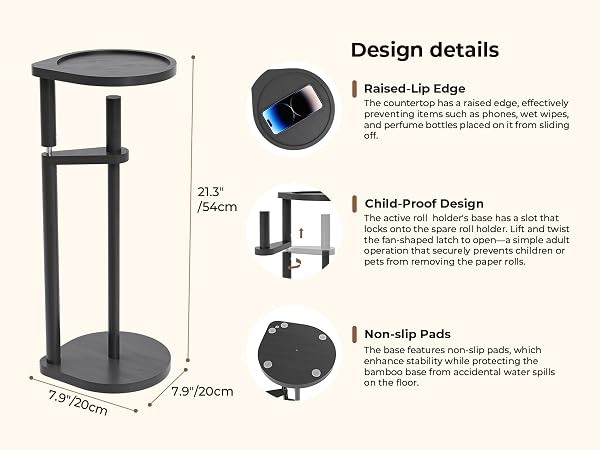 Free Standing Toilet Paper Holder with Shelf