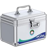Uniclife Medicine Lock Box First Aid Box with Combination Lock & Handle Portable Medication Metal...