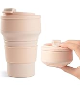 12oz Collapsible Cup for Traveling, Collapsible Silicone Travel Cup for Hot and Cold Drinks, Leak...