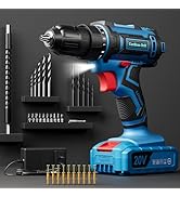 Cordless Drill Set, 20V Power Drill with Battery 2.0Ah and Charger, 3/8-Inch Keyless Chuck Electr...