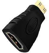 VCE Mini HDMI to HDMI Adapter, 4K HDMI Female to Mini HDMI Male Adapter, Gold Plated Connector Co...