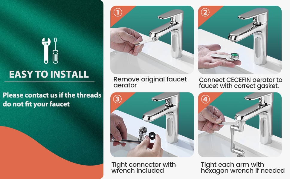 1080 rotate faucet aerator sink, big angle aerator dual function faucet aerator