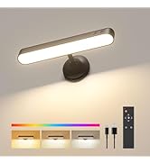 PopoIron Wall Sconce with 7500mAh Rechargeable Battery LED Wall Light for Bedroom with Remote Con...