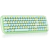 Mosptnspg Wireless Bluetooth Typewriter Keyboard, 100 Keys Retro Round Keycap Colorful Mechanical...