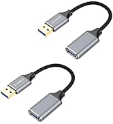 Short USB Extension Cable 6 inch 2 Pack, USB A 3.0 Extender Male to Female Cord Braided Compatibl...