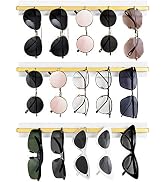 Mkono Wall Mounted Sunglasses Storage Organizer Wood Modern Simple Eyeglasses Display Holder Eyew...