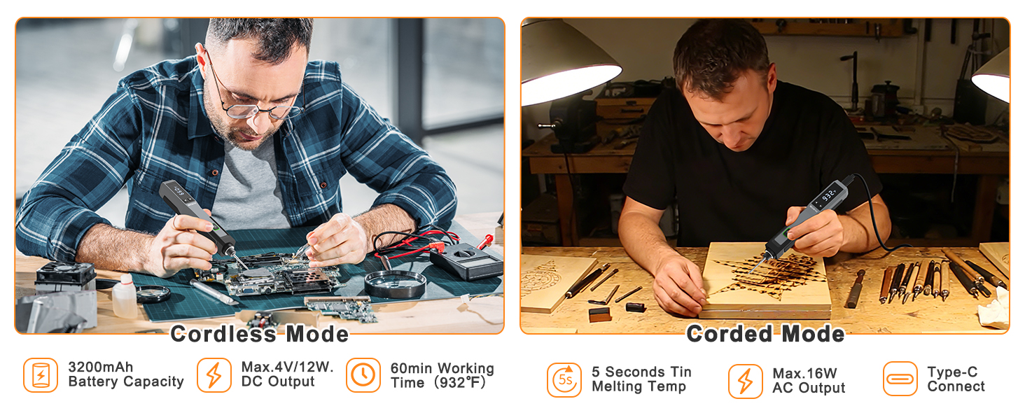 Soldering Iron Kit Cordless Portable USB Rechargeable