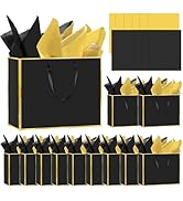 Epoesch 12 Pack Metallic Paper Gift Bags with Handles – Includes Tissue Paper – 11.8"x10"x4" – El...