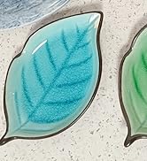 Ceramic Spoon Rest for Stove Top, Ice Cracks Leaf Cute Spoon Rest for Kitchen Counter, Cooking Sp...