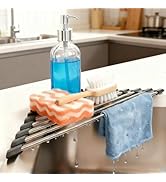 Credon Triangle Roll Up Dish Drying Rack Over The Sink, Foldable Multipurpose Corner Sink Caddy, ...