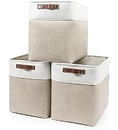 Bagnizer Large Fabric Storage Baskets | 50L Storage Bins, Decorative Linen Closet Baskets with Ha...