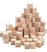 Wooden Blocks for Crafts 3/4 inch, 100PCS Small Unfinished Solid Wood Cubes Blank Natural Wood Sq...