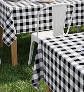 misaya Rectangle Waterproof Vinyl Table Cloth, Buffalo Flannel Backed Tablecloth, Wipeable Plasti...