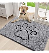 smiry Dog Door Mat for Muddy Paws, Absorbent Dirt Trapper Non-Slip Washable Mat, Quick Dry Chenil...