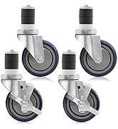 GRIDMANN 4 inch Caster Wheel Set for Commercial Kitchen Prep Tables, 2 Wheels with Brakes, 2 with...