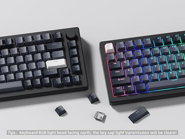 Shine Through Keycaps, PBT Keycaps 60 65 75 100 Percent Cherry Profile Custom Key caps Set