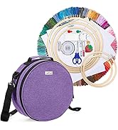 LoDrid Embroidery Kit, Double-Layer Round Storage Bag with Complete Cross Stitch Tools Kit, Embro...