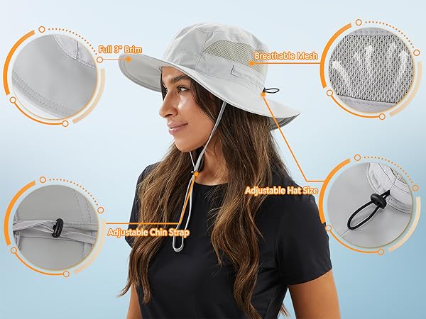 Connectyle womens wide brim sun hat upf 50+ sun protection hat fishing gardening hat for women