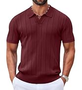 COOFANDY Mens Polo Shirts Short Sleeve V Neck Knit Shirts for Men Casual Old Money Clothes Mens G...