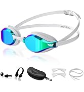 AzureWings Swim Goggles for Men Women – No Leak Anti-Fog UV HD Wide Vision, Racing & Swimming Gog...