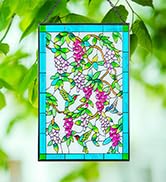 Viveta Hummingbird Stained Glass Window Hanging, Stained Glass Suncatchers with Chain, Bird and F...