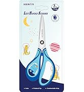 SLEMOON 7" Left-handed Student Scissors, Premium Stainless Steel Blades Shears for Kids,Ergonomic...