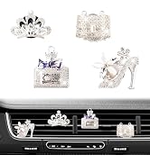 Rislobx 4PCS Bling Car Air Freshener Vent Clip, Crystal Diamond High Heel Shoe Bag Crown Perfume ...