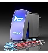 Rocker Switch Horn Momentary,Laser Etched Toggle Switch ON/Off SPST 5Pin 12V 24V Switch Jumper Wi...