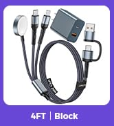 Travel Essentials for Apple Watch Charger,Multi Charging Cable & Block for iPhone 17,iWatch Charg...