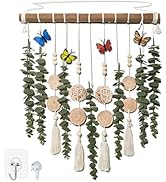 BADAO Artificial Eucalyptus Plant Green Leaves with Wooden Beads Garland Hanging Decoration for W...
