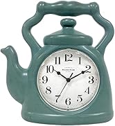 Presentime & Co. 11" Teapot Clock, Silent Non Ticking, Modern Farmhouse Style, Wall & Mantel 2 in...