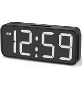 Peakeep Battery Operated Digital Alarm Clock, Small Cordless, Auto Dimming | 5 Brightness Bedroom...