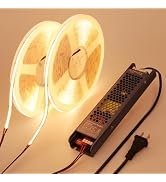 BENLUN 24V COB LED Strip Light 65.6ft (2 Rolls of 32.8ft) Kit, 3000K Warm White Cuttable 11W/M 31...