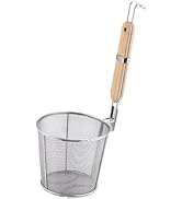 Bothyi Stainless Steel Pasta Strainer,Kitchen Mesh Strainer with Wood Handle,Frying Food Basket f...