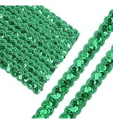 ZNZAKKA Green Braid Lace Trim Glitter Sequin Ribbon for Crafts Embellishments Decor Sewing