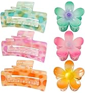 Hair Claw Clips for Thick/Thin Hair Claws 6PCS,3.34" Nonslip Big Cute Hair Clips Square Claw Clip...